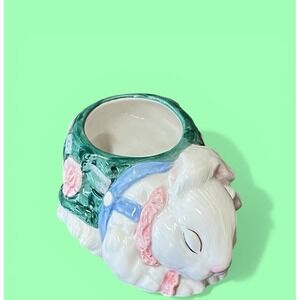 Fitz & Floyd Bloomer Bunny Rabbit Candy Bowl Candle Holder Spring Easter  NO LID